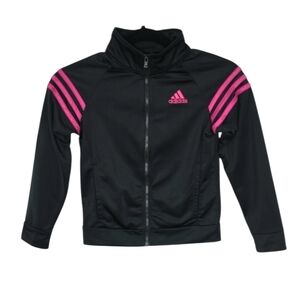 Adidas Youth Girls Full‎ Zip Three Stripe Track Jacket Black Pink size Kids 7/8